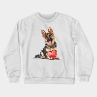 Valentine German Shepherd Holding Heart Crewneck Sweatshirt